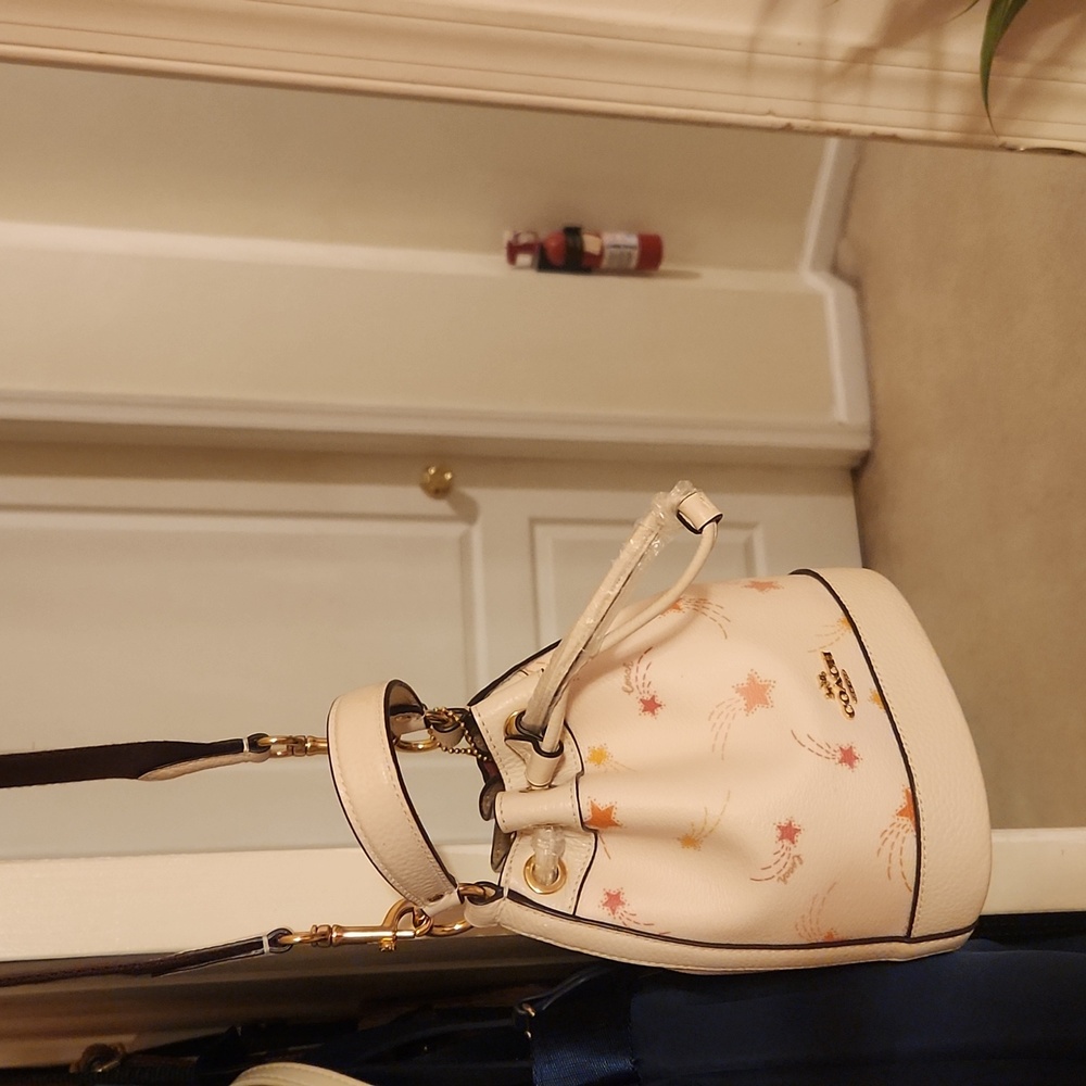 Coach Cream Bucket Bag with Star Pattern